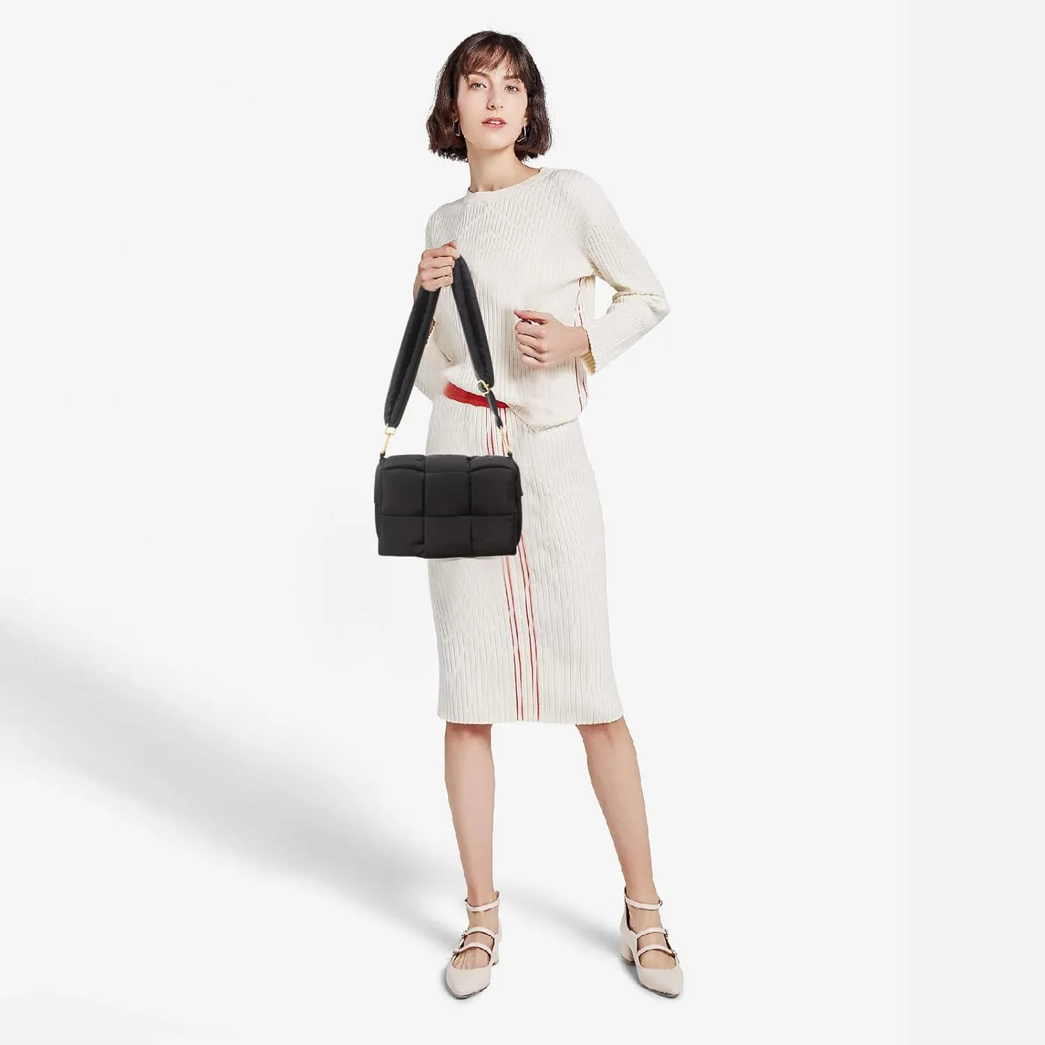 NAARIIAN Shoulder bags for women, Light-weight small puffer purses waterproof, hand-woven puffy bag crossbody handbag