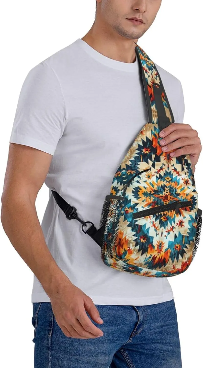 Native American Indian Sling Backpack Chest Bag Crossbody Shoulder Bag Gym Cycling Travel Hiking Daypack For Men Women