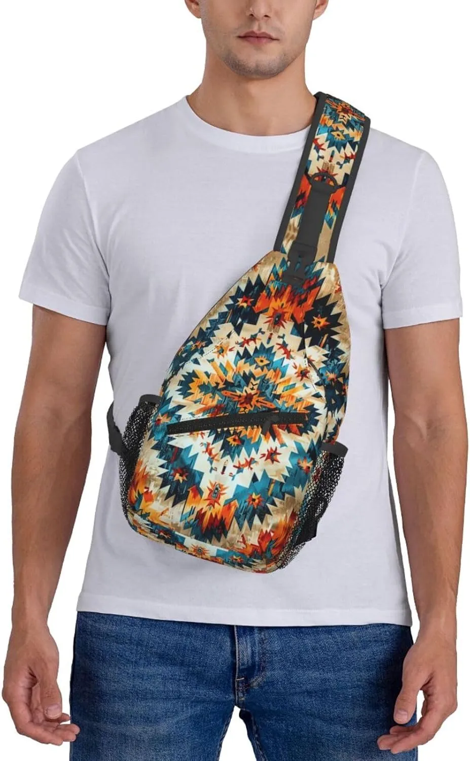 Native American Indian Sling Backpack Chest Bag Crossbody Shoulder Bag Gym Cycling Travel Hiking Daypack For Men Women