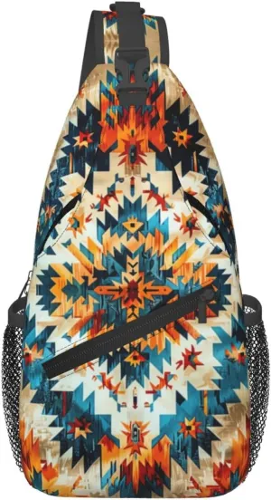 Native American Indian Sling Backpack Chest Bag Crossbody Shoulder Bag Gym Cycling Travel Hiking Daypack For Men Women