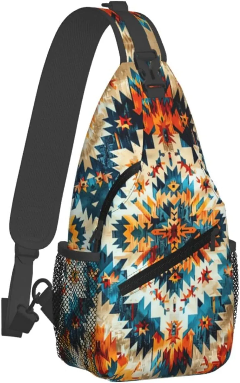Native American Indian Sling Backpack Chest Bag Crossbody Shoulder Bag Gym Cycling Travel Hiking Daypack For Men Women