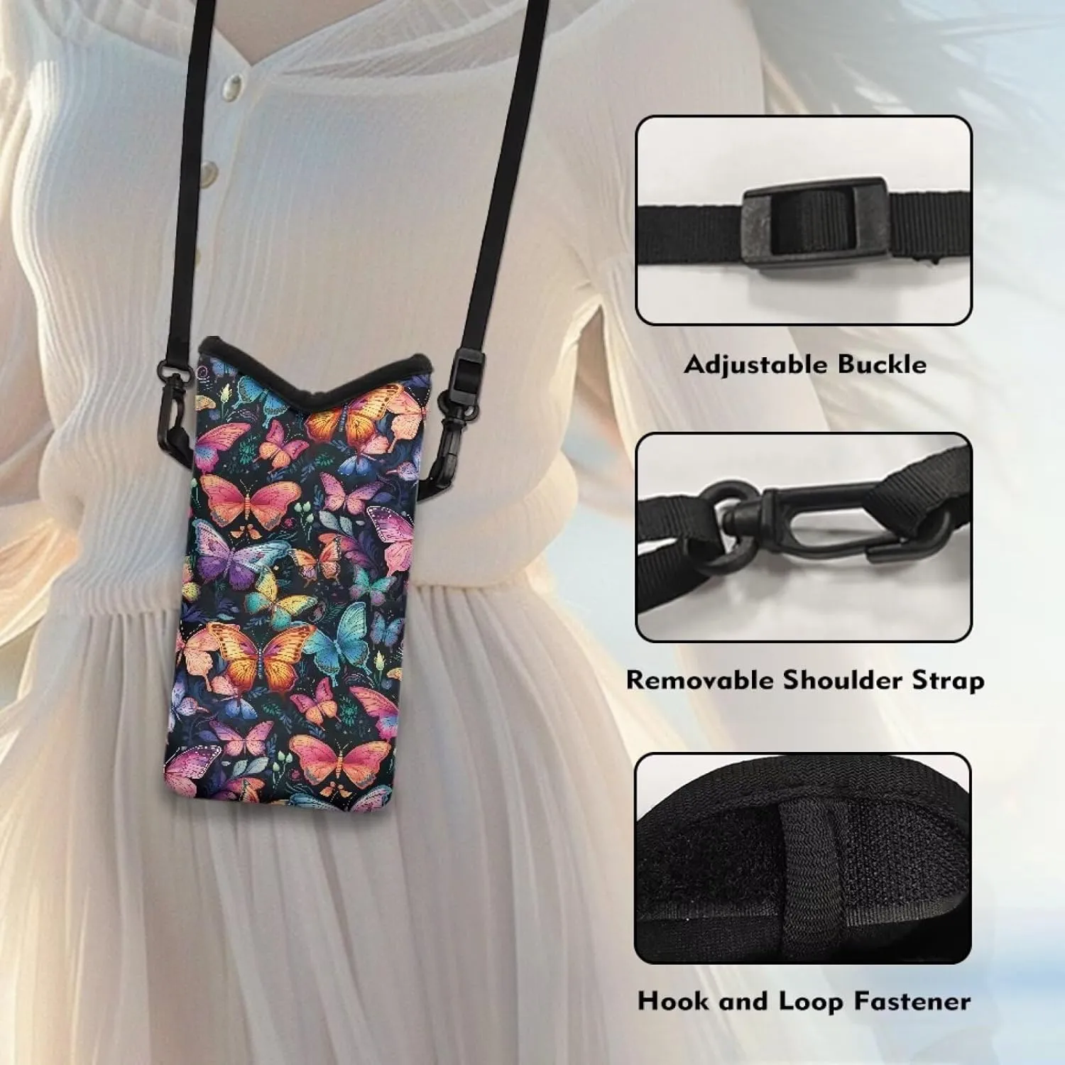 Neoprene Small Crossbody Bag with Adjustable Strap Water-Resistant Portable Cellphone Pouch for Travel, Outings