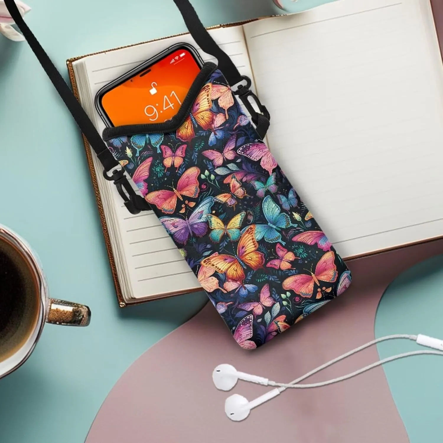 Neoprene Small Crossbody Bag with Adjustable Strap Water-Resistant Portable Cellphone Pouch for Travel, Outings