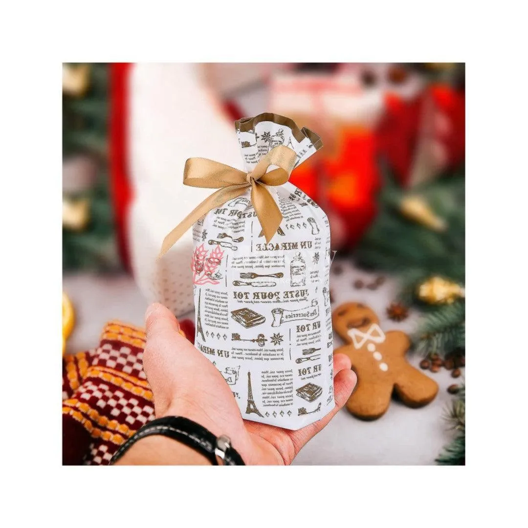 News Paper Style Plastic Stand Up Treat Favor Bags Gift Wrapper Bags for Candy Cookie Chocolate | Pack of 50 |
