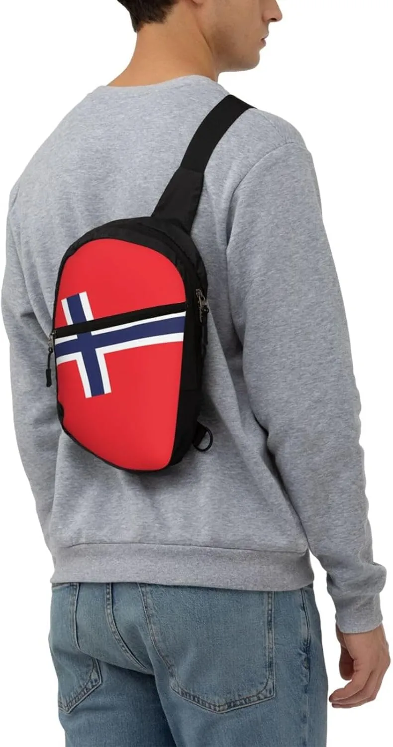 Norway Norwegian Flag Crossbody Bag Portable Sling Bags Foldable Chest Daypack Reusable Sports Shoulder Backpack Diagonally Casual Rucksack Travel Bag