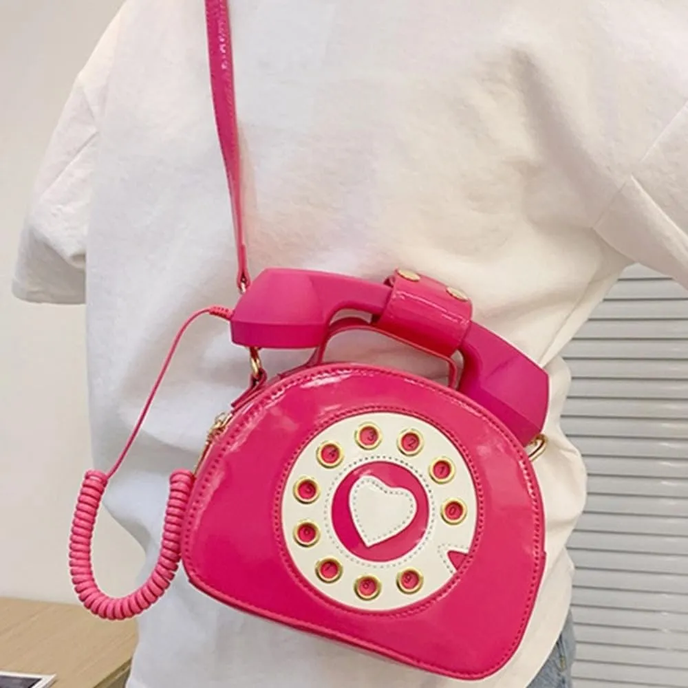 Novelty Call-shape Single Shoulder Bag Funny Crossbody Bag PU Leather Handbag and Purse