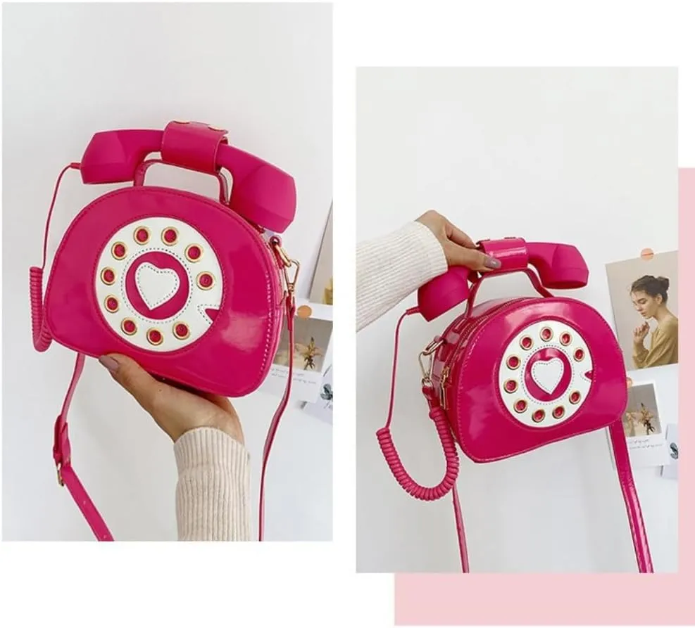 Novelty Call-shape Single Shoulder Bag Funny Crossbody Bag PU Leather Handbag and Purse