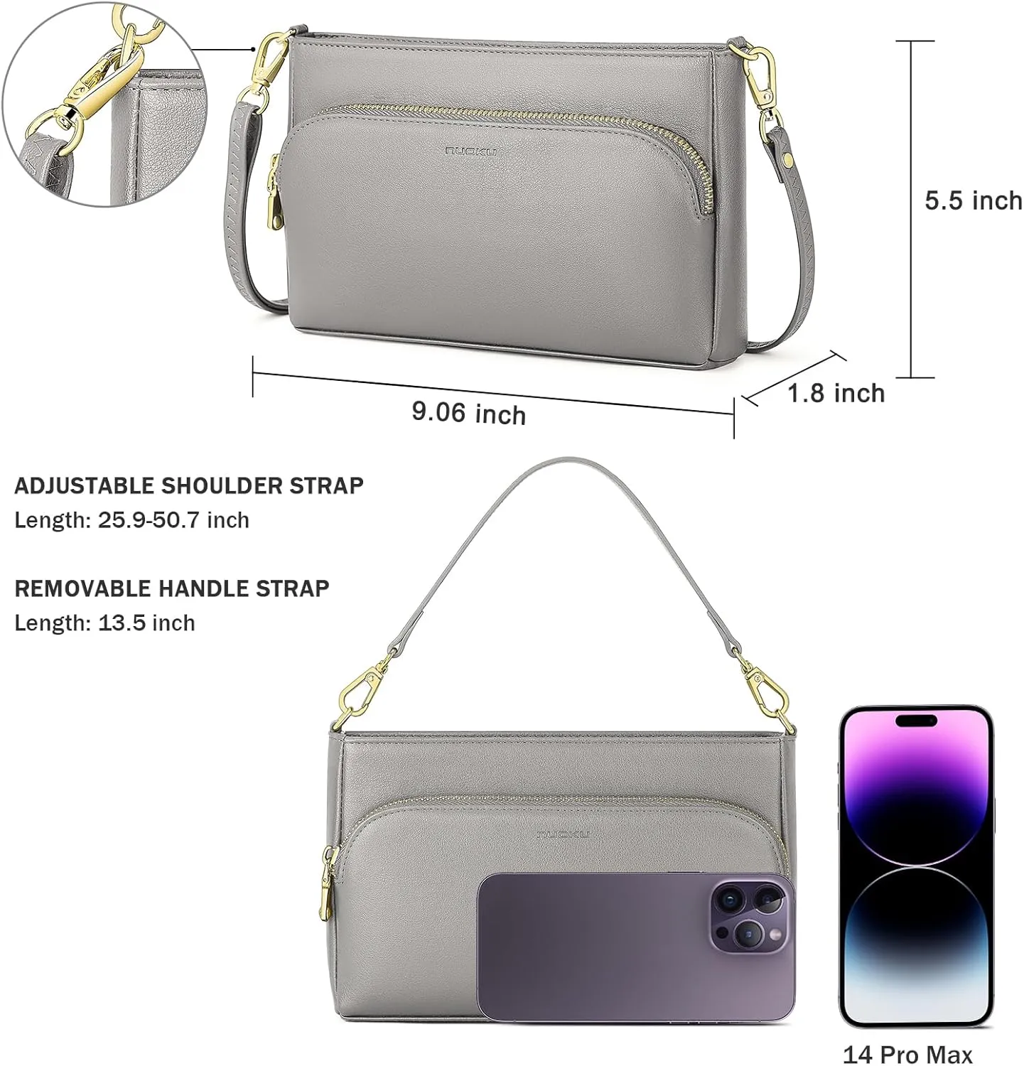 nuoku Small Cell Phone Purse Wallet Crossbody with Phone Pocket, Crossbody Bags for Women Cellphone Purse with Card Slots