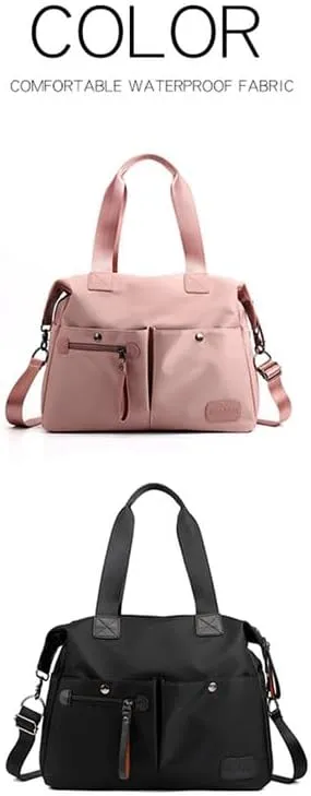 Nylon Crossbody Bags for Women Waterproof Shoulder Messenger Bag Large Multifunctional Top Handle Handbag Casual Tote Pink