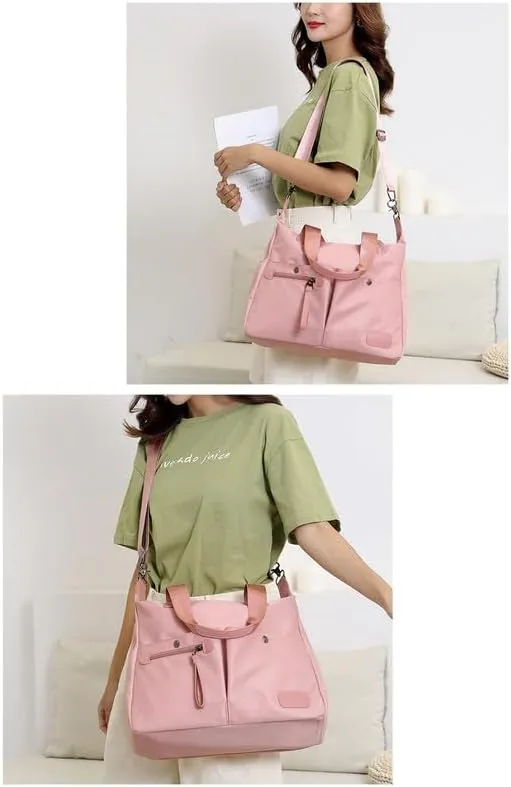 Nylon Crossbody Bags for Women Waterproof Shoulder Messenger Bag Large Multifunctional Top Handle Handbag Casual Tote Pink