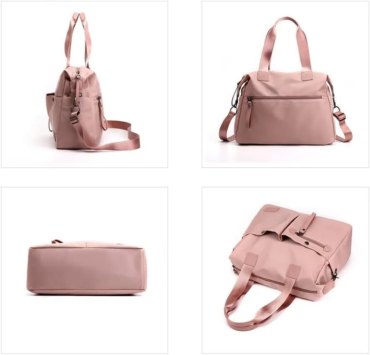 Nylon Crossbody Bags for Women Waterproof Shoulder Messenger Bag Large Multifunctional Top Handle Handbag Casual Tote Pink