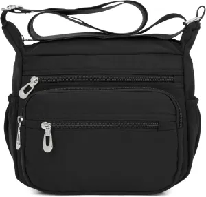 Nylon Floral Multi-Pocket Crossbody Purse Bags for Women Travel Shoulder Bag