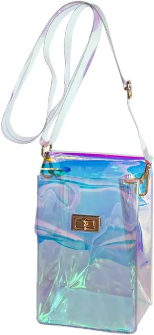 ONEART Clear Iridescent Shoulder Purse, Holographic Transparent Crossbody Bag See Through Fashion Women Bag