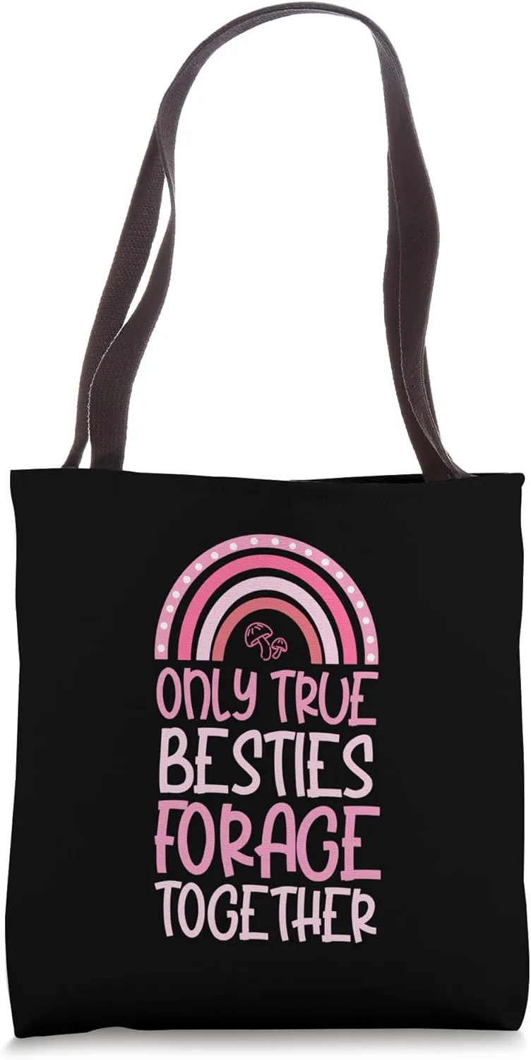 Only True Besties Forage Together Bohemian Rainbow Matching Tote Bag