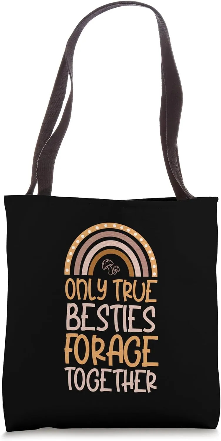 Only True Besties Forage Together Bohemian Rainbow Matching Tote Bag