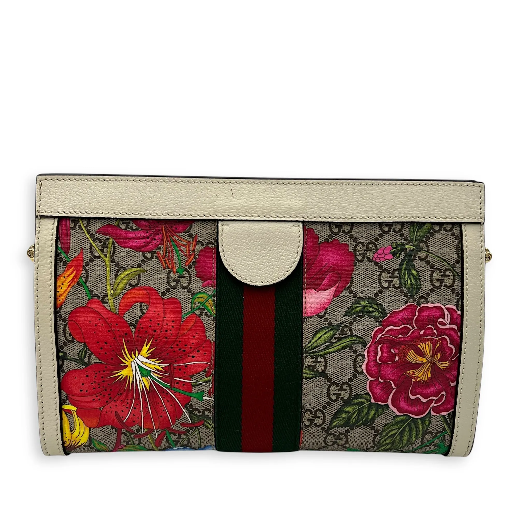 Ophidia Crossbody Bag Multi-colour in Coated Canvas, Gold hardware