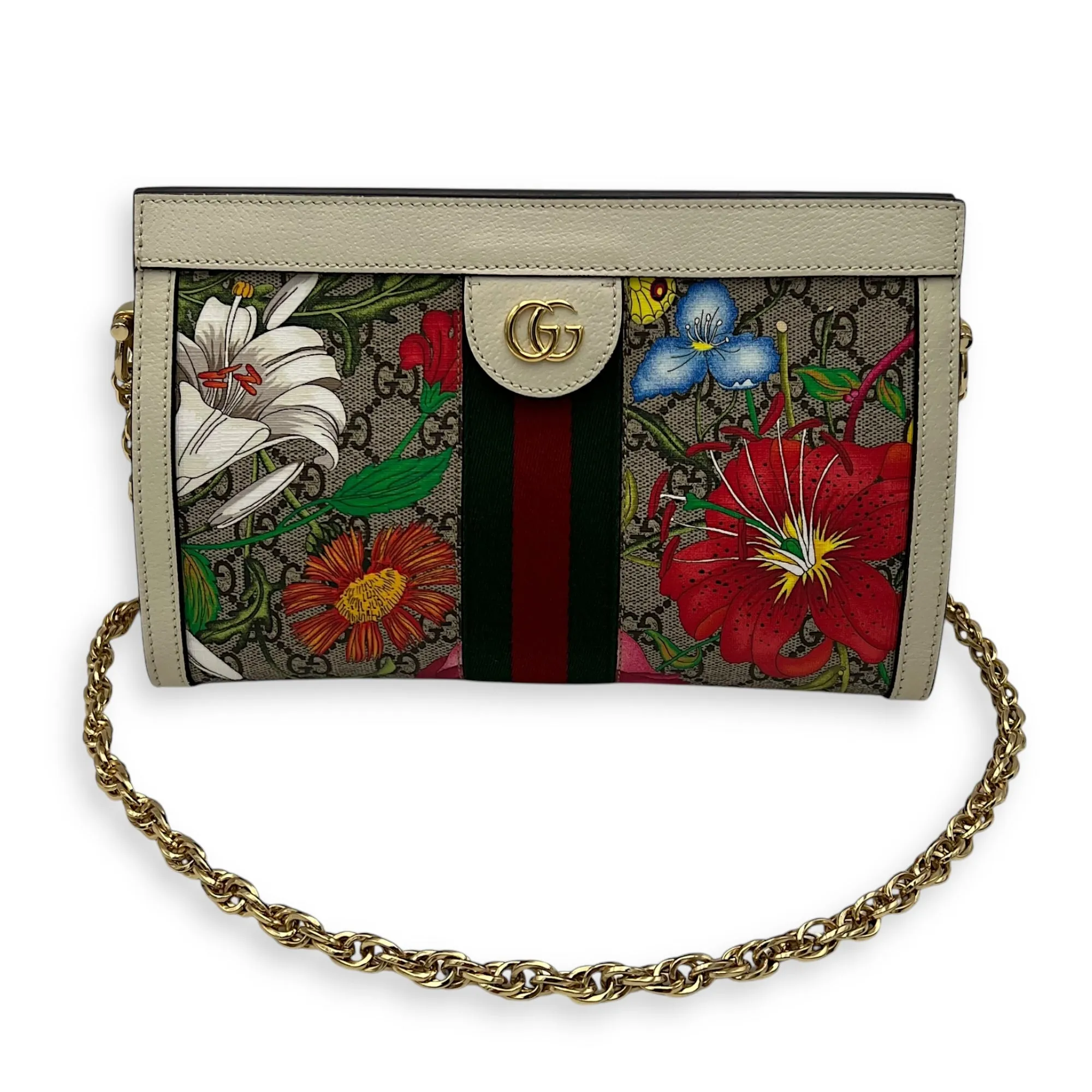 Ophidia Crossbody Bag Multi-colour in Coated Canvas, Gold hardware