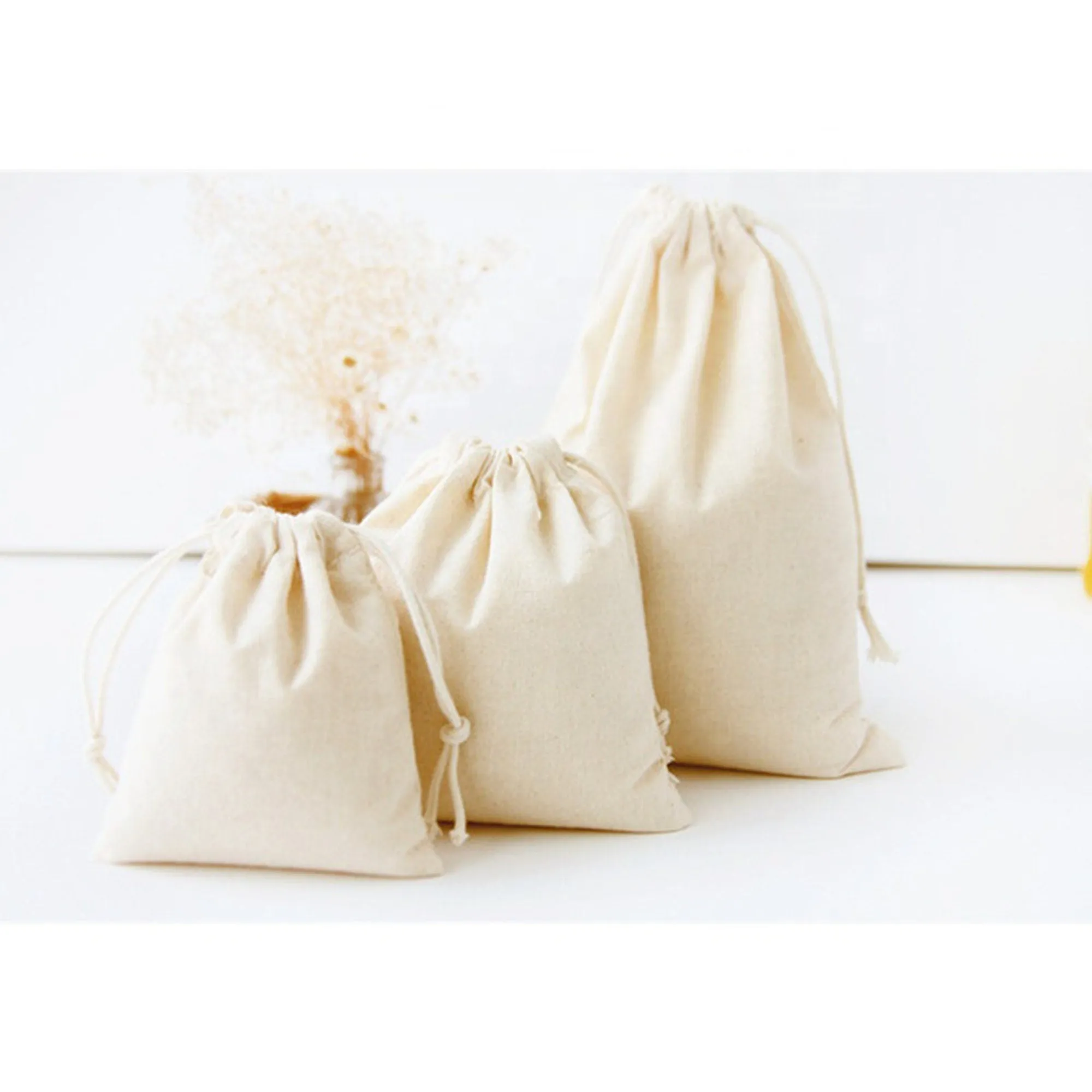 Organic Natural Eco-Friendly Cotton Drawstring Bags, Personalized Bag, Custom Size bags, Jewelry packaging pouch, Dust Bags, Wedding Welcome