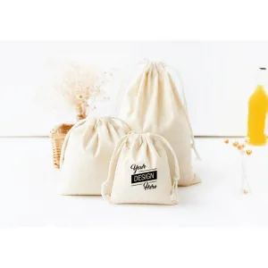 Organic Natural Eco-Friendly Cotton Drawstring Bags, Personalized Bag, Custom Size bags, Jewelry packaging pouch, Dust Bags, Wedding Welcome
