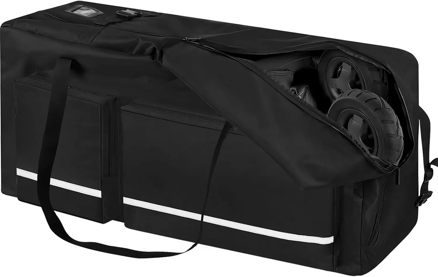 ORKELS Large Stroller Travel Bag for Standard, Single, Double & Jogger Strollers, Durable Storage Bag with Padded Handles & Shoulder Strap for Airplane Gate Check – Black