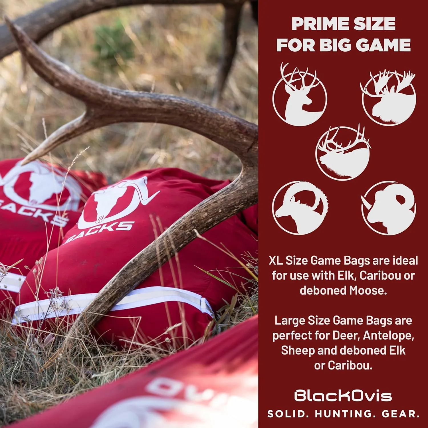 Ovis Sacks Ultralight Pro Hunting Reusable Game Bag Set - Hunting Meat Bags, Quarter Game Bags for Deer Meat, Antelope Meat & Sheep Meat