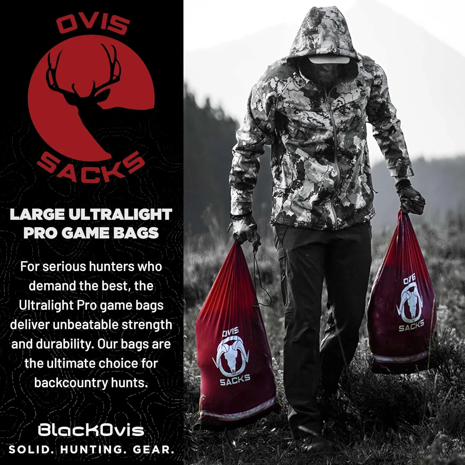 Ovis Sacks Ultralight Pro Hunting Reusable Game Bag Set - Hunting Meat Bags, Quarter Game Bags for Deer Meat, Antelope Meat & Sheep Meat