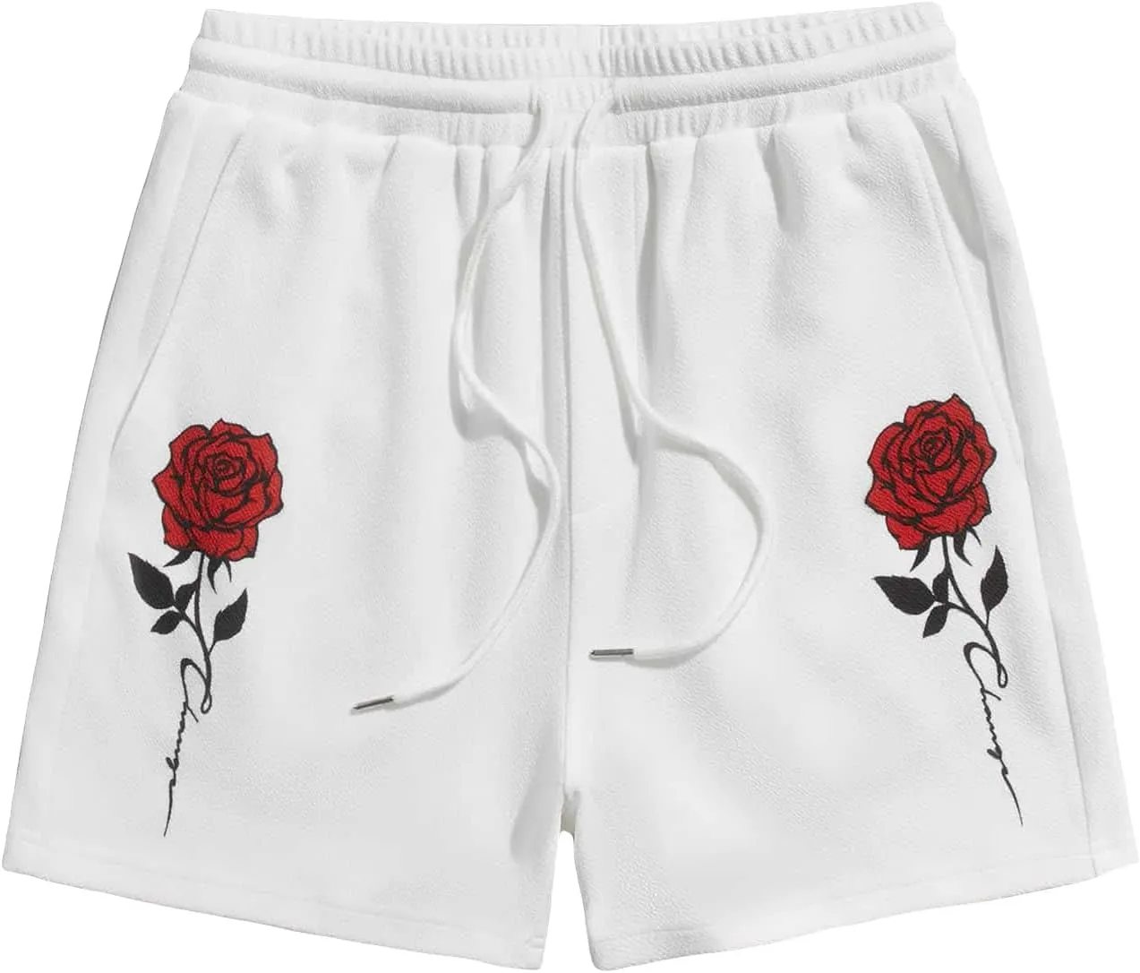 OYOANGLE Men's Graphic Drawstring Shorts Athletic Sport Gym Workout Shorts