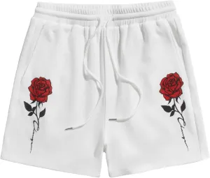 OYOANGLE Men's Graphic Drawstring Shorts Athletic Sport Gym Workout Shorts