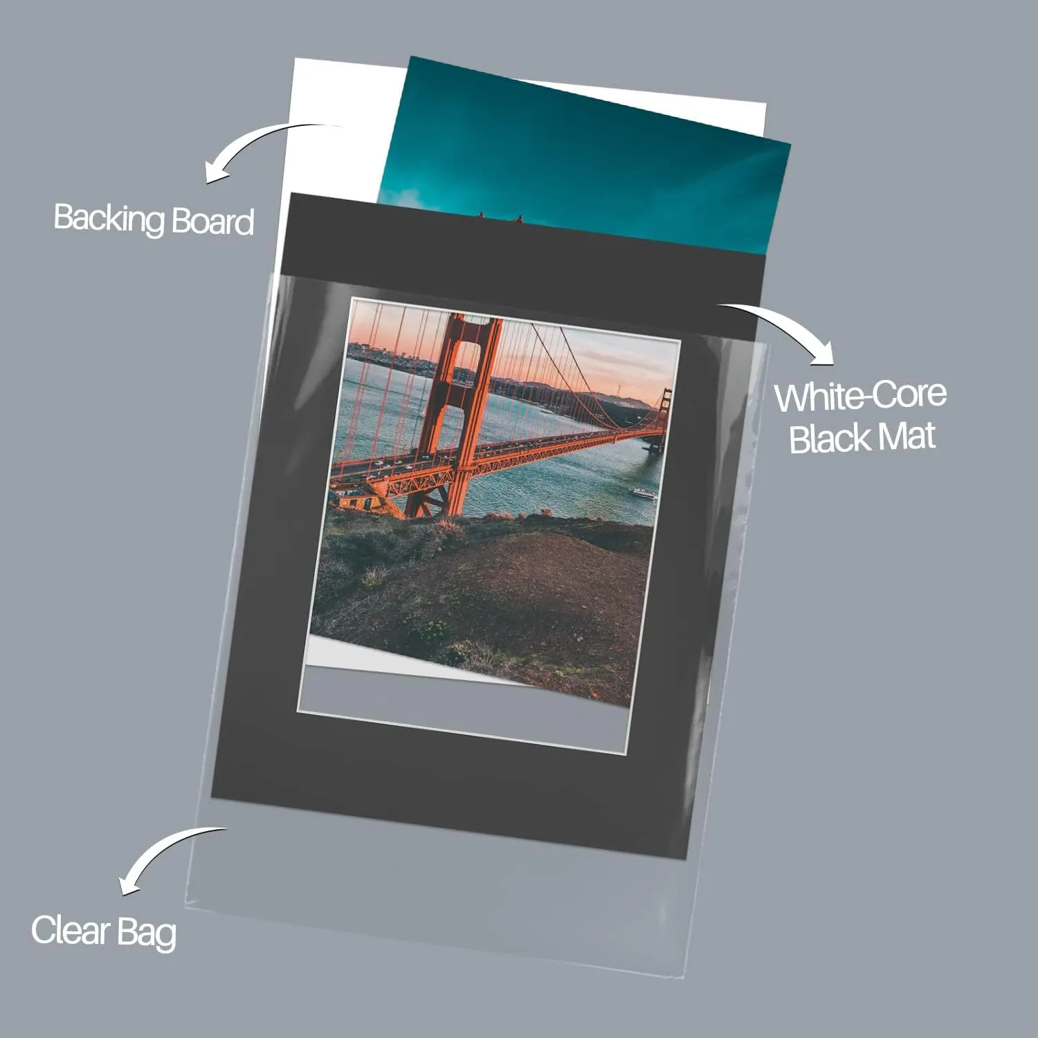 Pack of 25 11x14 Black Picture Mats Mattes with White Core Bevel Cut for 8x10 Photo  Backing  Bags