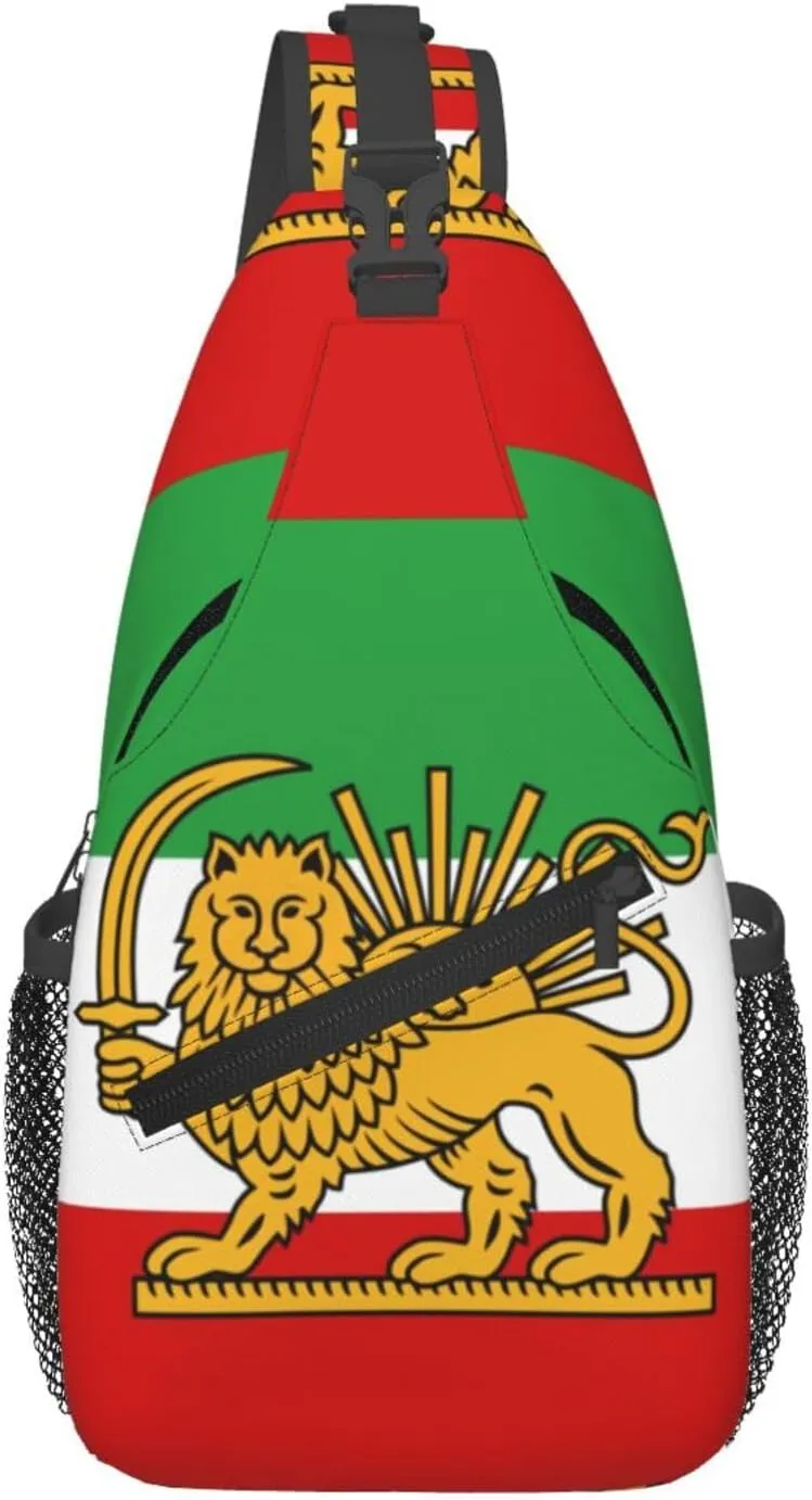 Pahlavi Dynasty Flag Sling Bag Multipurpose Crossbody Sling Backpack For Women Men Travel Cycling Hiking Shoulder Bag