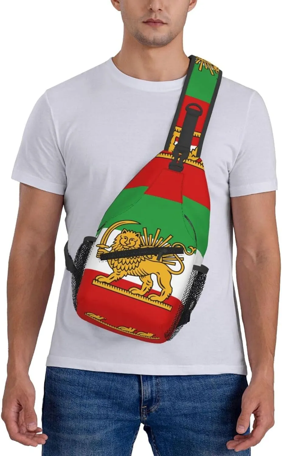 Pahlavi Dynasty Flag Sling Bag Multipurpose Crossbody Sling Backpack For Women Men Travel Cycling Hiking Shoulder Bag