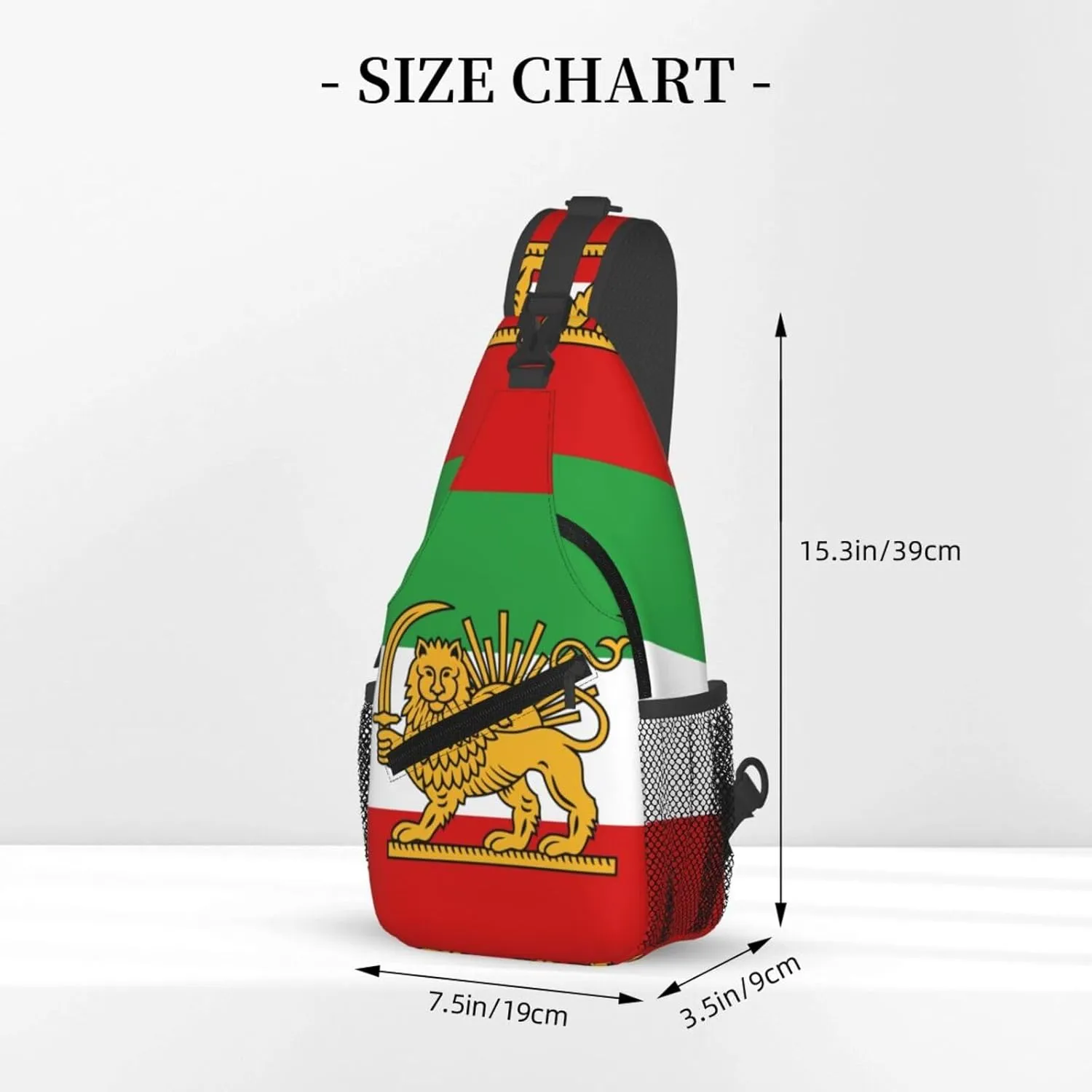 Pahlavi Dynasty Flag Sling Bag Multipurpose Crossbody Sling Backpack For Women Men Travel Cycling Hiking Shoulder Bag