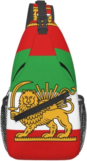 Pahlavi Dynasty Flag Sling Bag Multipurpose Crossbody Sling Backpack For Women Men Travel Cycling Hiking Shoulder Bag