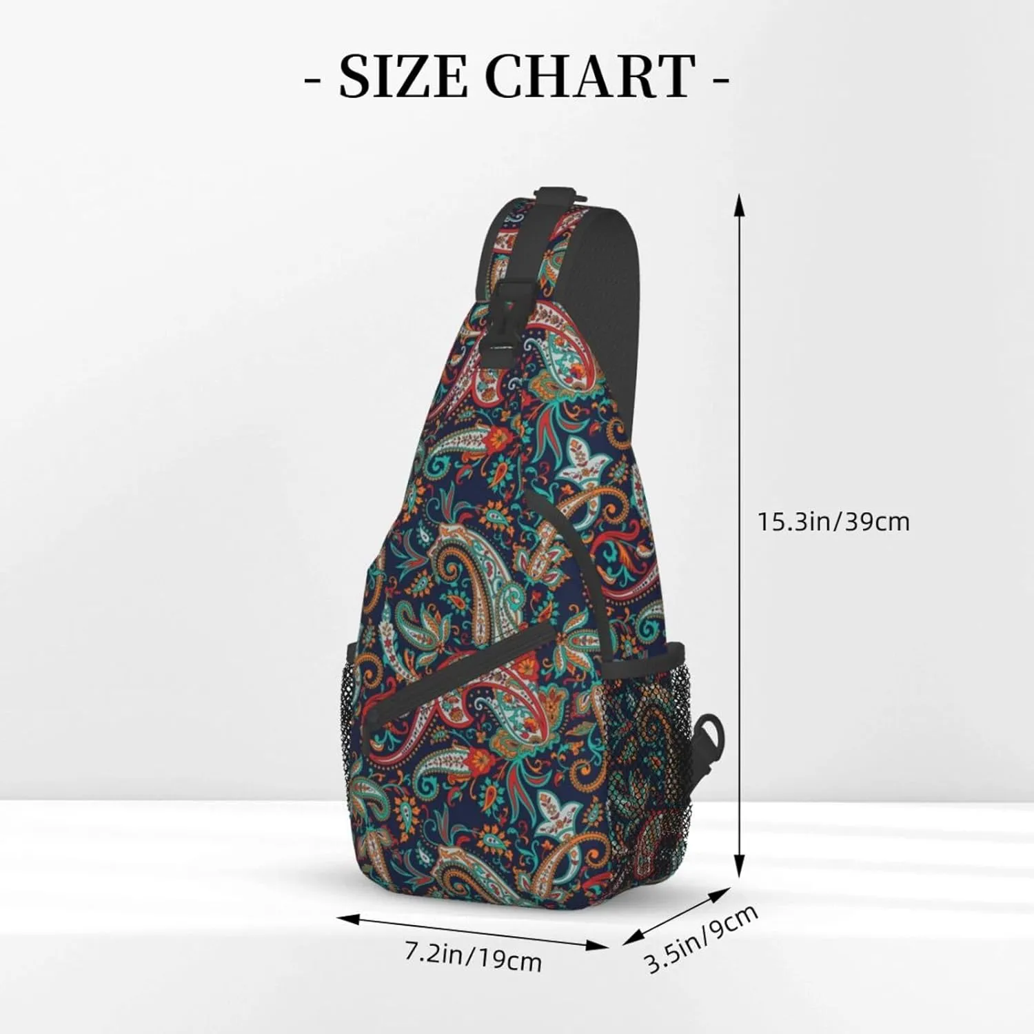 Paisley Sling Backpack Chest Bag Crossbody Shoulder Bag Gym Cycling Travel Hiking Daypack For Men Women