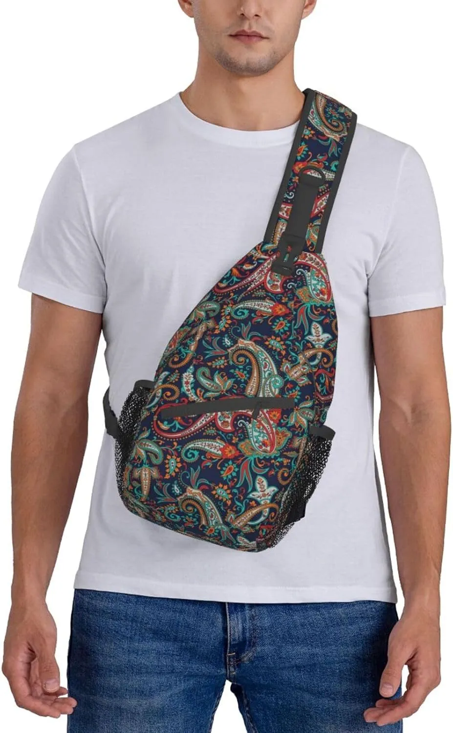 Paisley Sling Backpack Chest Bag Crossbody Shoulder Bag Gym Cycling Travel Hiking Daypack For Men Women