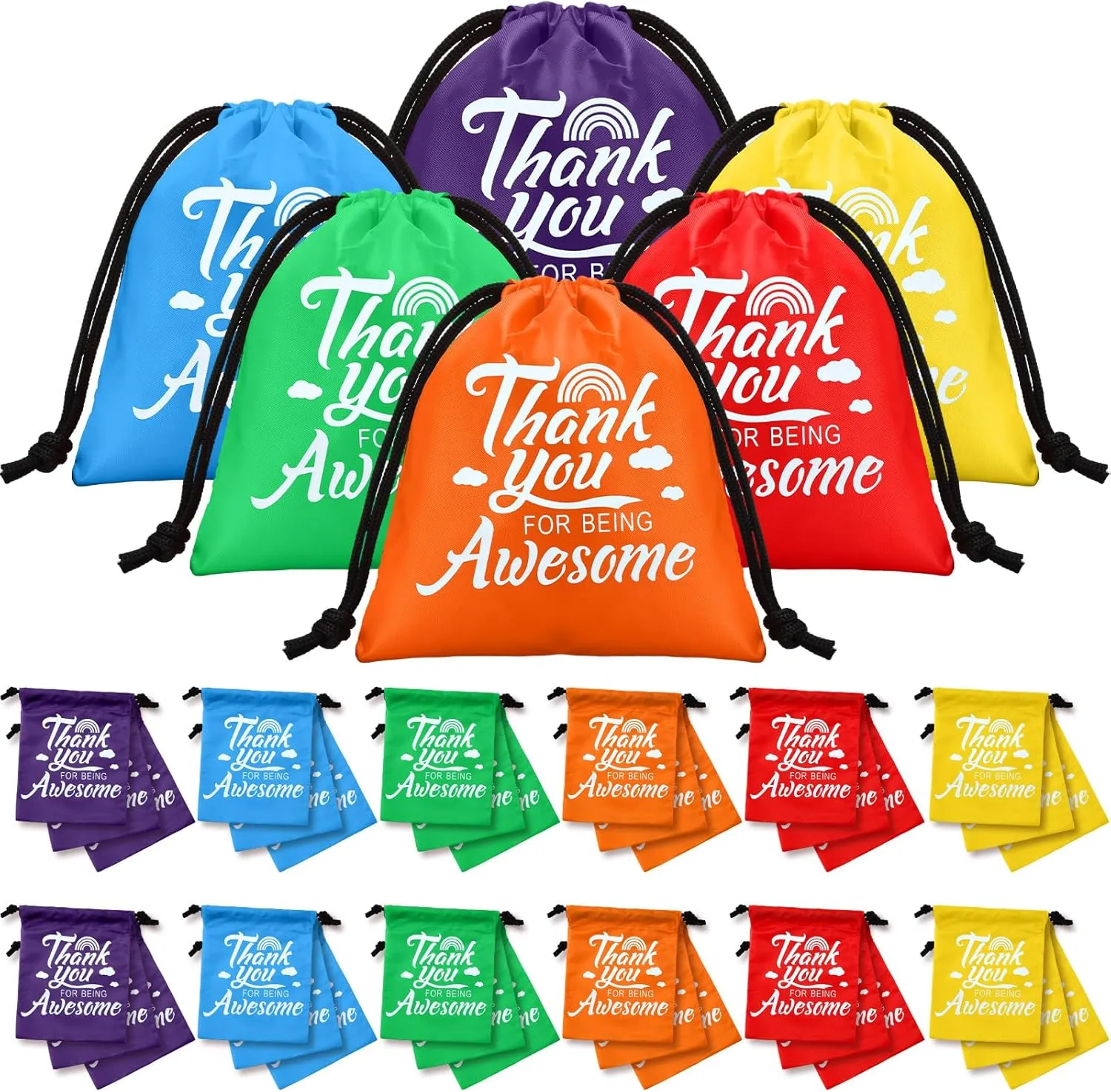 Paterr 48 Pcs Thank You Employee Appreciation Gift Bags Thank You Goodie Bags for Being Awesome Drawstring Team Coworker Colleague Teacher Office