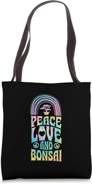 Peace Love And Bonsai Bohemian Rainbow Tote Bag