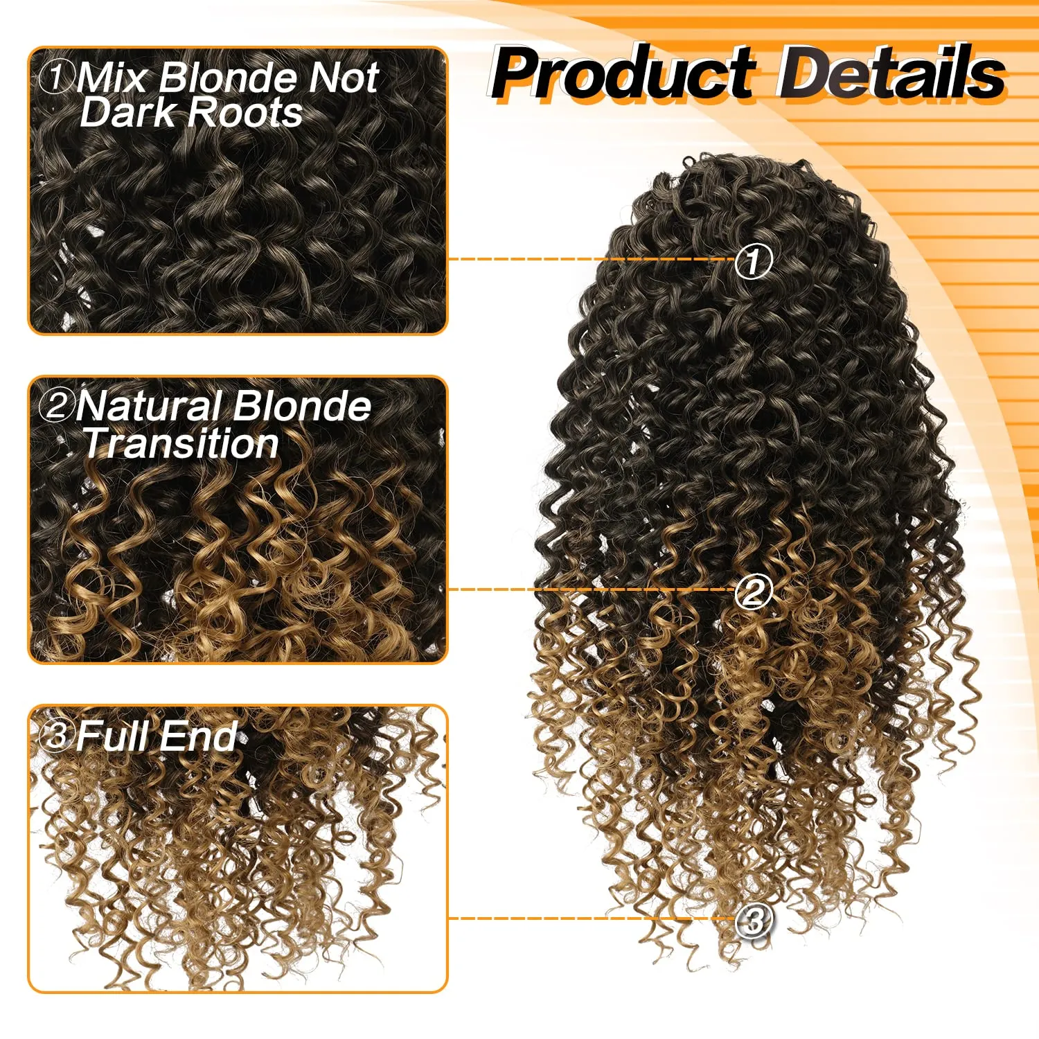 PEACOCO Curly Ponytail Extension Drawstring Ponytails for Black Women Synthetic Curly Drawstring Ponytail with 2 Clips(1BT27)