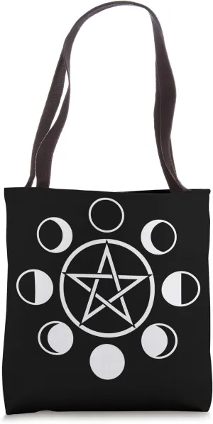 Pentacle With Moon Phases Tote Bag