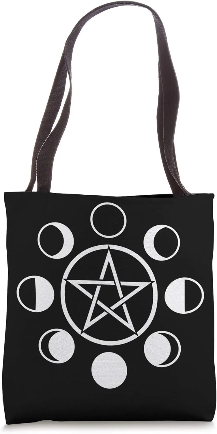 Pentacle With Moon Phases Tote Bag