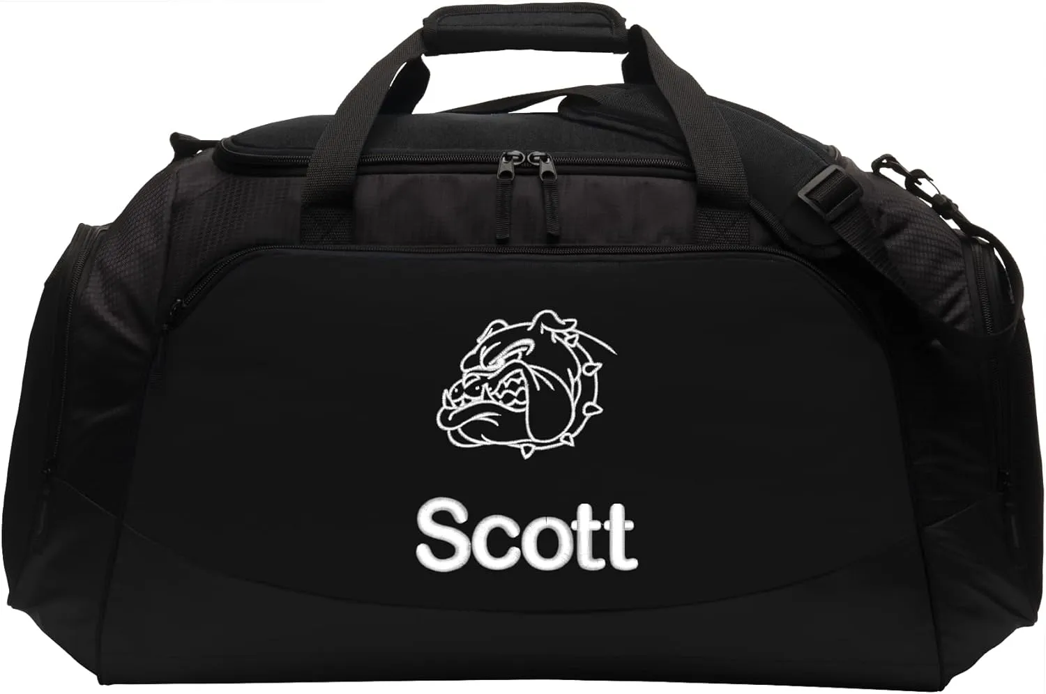 Personalized Bulldog Duffel Bag, Pet Travel Tote, Dog Lover Gift, Large Custom Bag Monogrammed Name, Black