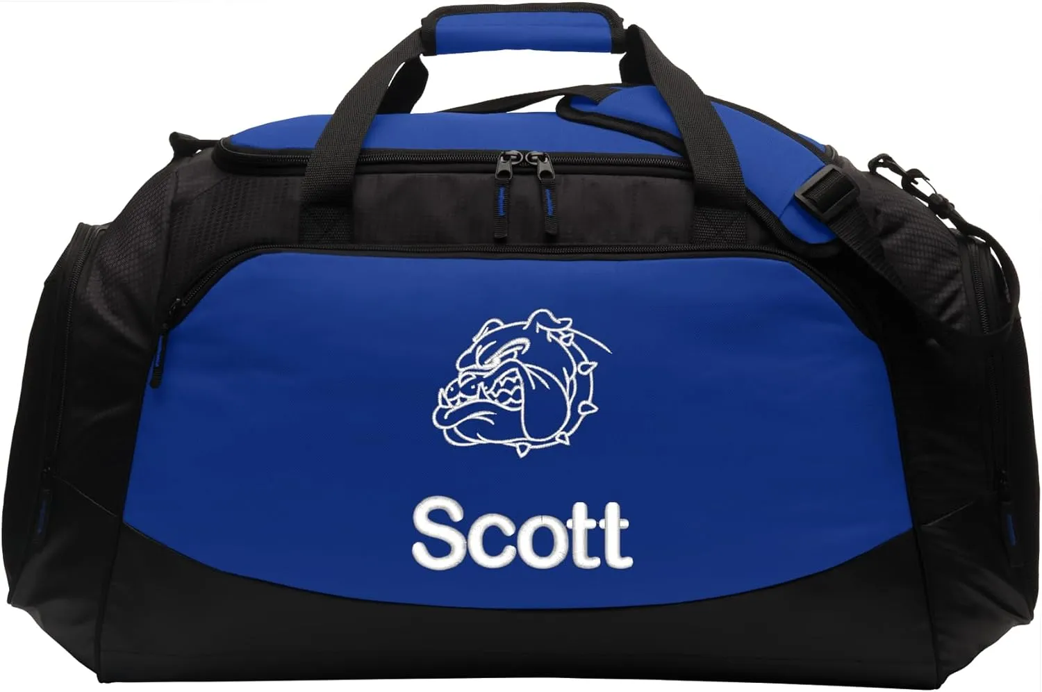 Personalized Bulldog Duffel Bag, Pet Travel Tote, Dog Lover Gift, Large Custom Bag Monogrammed Name, Royal Blue
