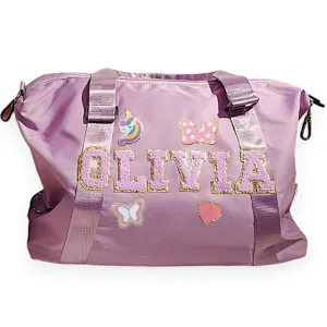 Personalized Dance Bag Girls, Travel Duffel Bag Women, Sport Duffle Bag for Gym Ballet Jazz, Cheerleader Bag, Weekender Overnight Bag, Tote Bag, Mom Bag, Xmas Gift, Chenille Letter Name, 17x6.7x10''