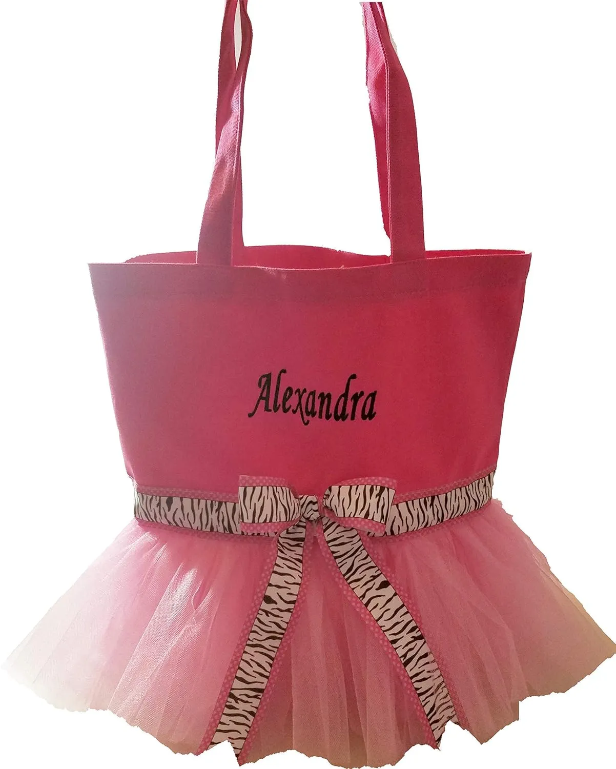 Personalized Dance Tote Bag With Tutu Custom Embroidered Name 13.5 x 13.5 Inches
