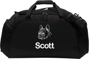 Personalized French Bulldog Duffel Bag, Pet Travel Tote, Dog Lover Gift, Large Custom Bag Monogrammed Name, Black