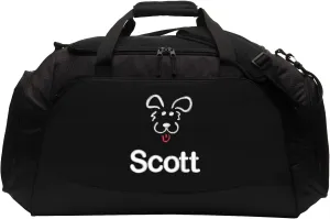 Personalized Puppy Dog Duffel Bag, Pet Travel Tote, Dog Lover Gift, Large Custom Bag Monogrammed Name, Black