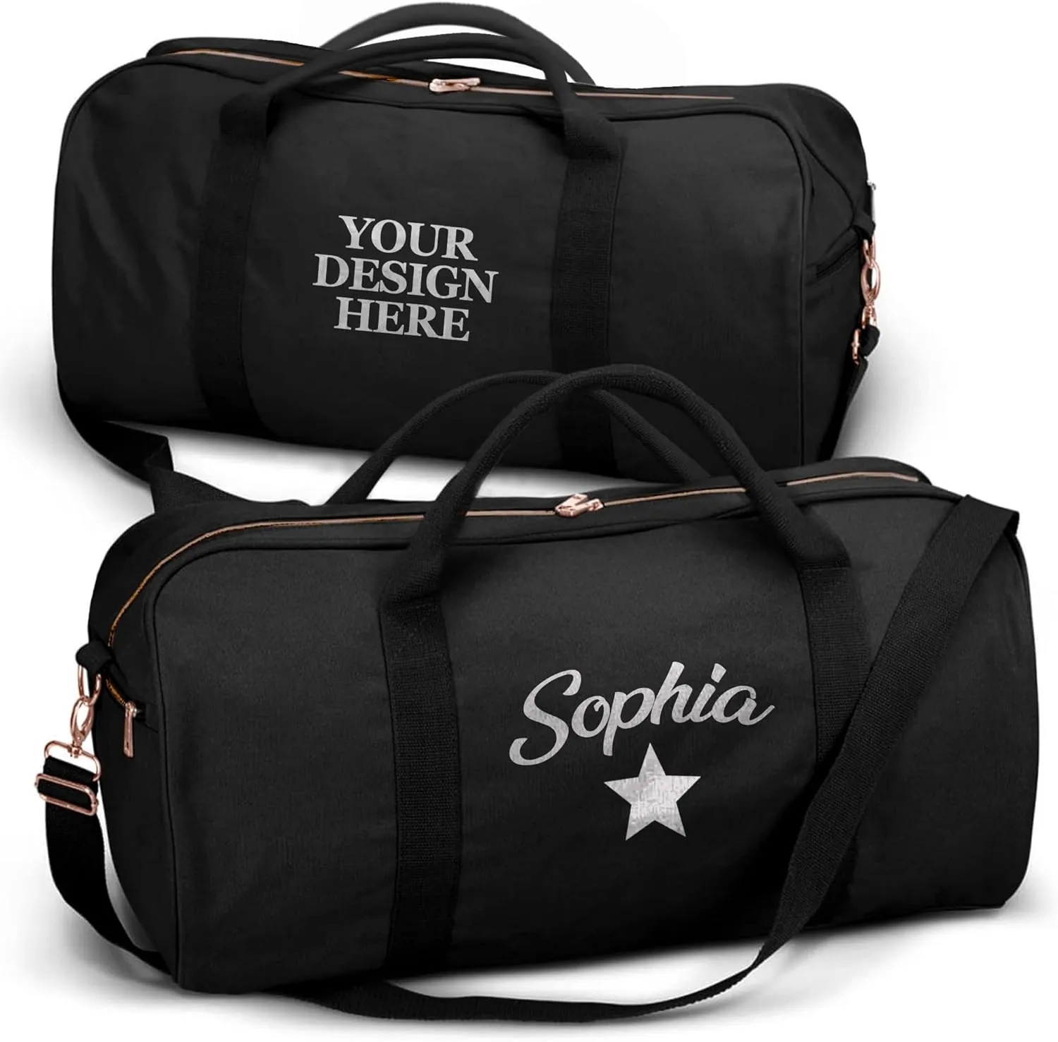 Personalized Travel Duffle Bag with Custom Name, Waterproof Personalized Weekender Bag, Custom Carry On Tote for Women, Travel Essentials Gym Bag, Customized Hospital Overnight Luggage - Black