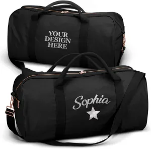 Personalized Travel Duffle Bag with Custom Name, Waterproof Personalized Weekender Bag, Custom Carry On Tote for Women, Travel Essentials Gym Bag, Customized Hospital Overnight Luggage - Black