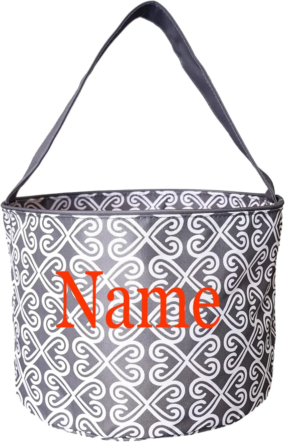 Personalized with Embroidered Name Fun Print Easter Basket Bucket Tote Bag Polyester Canvas
