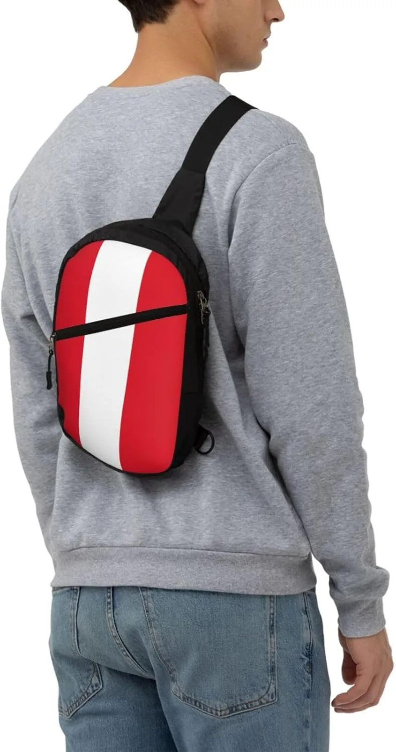 Peru Peruvian Flag Crossbody Bag Portable Sling Bags Foldable Chest Daypack Reusable Sports Shoulder Backpack Diagonally Casual Rucksack Travel Bag